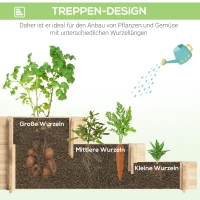 Outsunny Hochbeet, Blumenkasten, 3-stufig, Drainageöffnung, Stoffauskleidung, Naturholz, 93 x 93 x 35 cm(m-5)