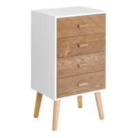 HOMCOM Nachttisch Nachtkommode Flurkommode mit Schubladen Holz weiß + natur 40 x 30 x 75 cm(m-10)