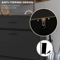 HOMCOM Three Drawer Slim Shoe Storage Cabinet, 12 Shoe Pairs - Black(m-6)