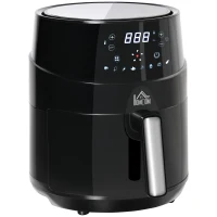 HOMCOM Heißluftfritteuse ohne Öl 4,5 L 1500W Airfryer mit 8 voreingestellte Modi LED-Display Antihaftbeschichteter Fritterkorb für gesundes ölfreies fettarmes Kochen Schwarz 28 x 35,1 x 33 cm(m-1)