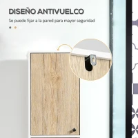 kleankin Columna de Baño con 6 Compartimentos para Ducha Aseo Dormitorio Estilo Moderno 31,5x30x169 cm Blanco y Roble(m-7)