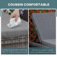 Outsunny Bain de soleil transat grand confort matelas inclinaison réglable multipositions résine tressée grise(m-5)