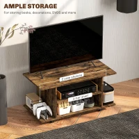 HOMCOM Modern TV Cabinet Stand Storage Shelves Table Mobile Bedroom Furniture Bookshelf Bookcase Rustic Brown(m-4)