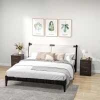 HOMCOM Bedside Cabinet with Drawer and Shelf, White Bedside Table for Bedroom, Living Room, Nightstand Side Table with Metal Rail Set of 2(m-9)