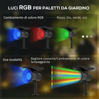Outsunny Set 2 Luci da Giardino Solari RGB con 2 Modalità di Illuminazione, in PP e PC, 10.6x15x38 cm, Nero(m-5)