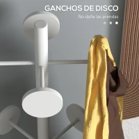 HOMCOM Perchero de Pie con Paragüero con 12 Ganchos para Colgar Ropa Bolsas Paraguas Forma de Árbol Ø34x177 cm Blanco(m-5)