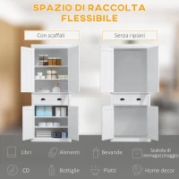 HOMCOM Mobile Cucina con Armadietto Superiore e Inferiore e Cassetto Centrale in Legno, 76x40.5x184 cm, Bianco(m-5)