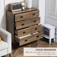 HOMCOM Chest of Drawers, 4-Drawer Storage Organiser Unit with Metal Frame for Bedroom, Living Room, Brown(m-5)