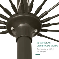 Outsunny Sombrilla de Jardín Ø250x240 cm con Manivela Parasol con Ángulo Inclinable con 18 Varillas para Exterior Verde(m-7)