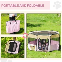 PawHut Box per animali Recinzione per cuccioli Cuccia , Dimensioni: 125 x 125 x 58 cm, Colore : rosa(m-6)