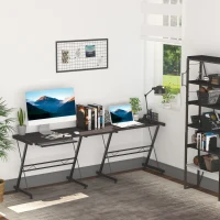 HOMCOM Bureau d'angle Bureau Informatique Design Moderne métal MDF Imitation veinage Bois Noir(m-8)