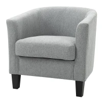 HOMCOM Poltrona Moderna Imbottita con Seduta Profonda, Poltroncina da Camera e Soggiorno, 75x72x74cm, Grigio(m-10)