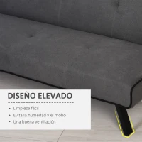 HOMCOM Sofá Cama de 3 Plazas Reclinable Sofá Cama Convertible Tapizado en Tela con Patas de Metal para Salón Carga 300 kg 170x76x72,5 cm Gris(m-5)