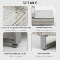 Outsunny Polyrattan-Lounge-Set für 4 Personen Couchtisch Beistelltisch Wetterbeständig Grau + Braun(m-6)