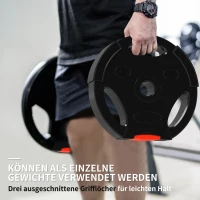 SPORTNOW 4er Gewichtsplatten-Set für Training, Fitnessstudio, Heimtraining, Stärke-Training, 2 x 5 kg und 2 x 2,5 kg, Schwarz(m-4)
