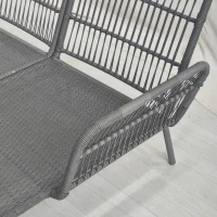 Outsunny Outdoor-Sitzgruppe, Ecksofa mit Beistelltisch, Polyrattan/Stahlrahmen, Hellgrau(m-9)