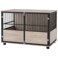 PawHut 100cm Furniture Style Dog Crate Dog Cage End Table Indoor with 3 Doors Soft Washable Cushion, for Large Sized Dogs(m-1)