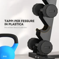 SPORTNOW Rastrelliera per Manubri in Acciaio a 5 Livelli con Inserti in Plastica, 35x33x66 cm, Nera(m-5)