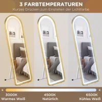 HOMCOM Standspiegel Wandspiegel Ganzkörperspiegel inklusive Wandbefestifung, 151,5 x 50 x 4 cm, Gold(m-6)