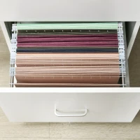 Vinsetto Armadietto da Ufficio con 2 Cassetti e 5 Ruote, Schedario in MDF e Truciolato, 43x45x72 cm, Bianco(m-8)