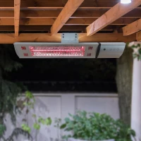 HOMCOM Chauffage radiant infrarouge électrique télécomande 750/1500 W minuterie réflecteur alu gris(m-2)