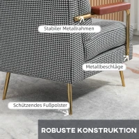 HOMCOM Sessel im Retrodesign, Akzentsessel, Hahnentrittmuster, Holzemelente, Federkern, Schwarz + Weiß(m-6)
