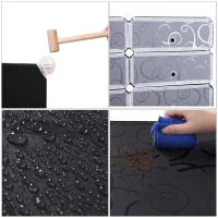 HOMCOM Armoire à Chaussures Modulable Range Chaussures L 95 x l 37 x H 160 cm 14 Cubes rectangulaires et 2 Grands Cubes Noir et Blanc en plastique(m-8)