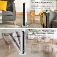 HOMCOM Heizgerät Heizlüfter 2200W Elektroheizer Keramik Heizturm mit Fernbedienung 8-Stunden-Timer Oszillation Heizer Heizung ABS PA Weiß+Schwarz 21 x 21 x 73 cm(m-5)