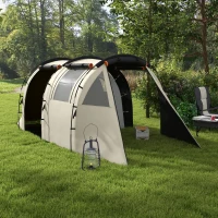 Outsunny Tenda da Campeggio 4-5 Persone con Copertura Oscurante, Impermeabile con Borsa di Trasporto, Kaki(m-2)