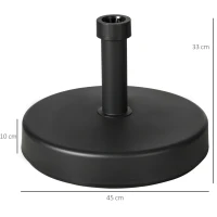 Outsunny Base per Ombrellone da Giardino in Plastica PP max 18kg di Peso, Ø45x33 cm, Nero(m-3)