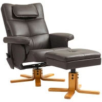 HOMCOM Faux Leather Massage Recliner Chair, with Storage Ottoman - Brown(m-11)
