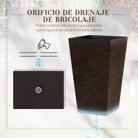 Outsunny Conjunto de 3 Macetas Cuadradas para Plantas Flores 3 Maceteros con Efecto de Símil Ratán para Jardín Terraza Interior y Exterior 36,5x36,5x61 cm Marrón(m-6)