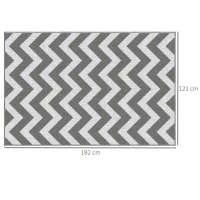 Outsunny 121 x 182 cm(4x6ft) Outdoor Rug Reversible Mat Plastic Straw Rug Portable RV Camping Mat for Garden Deck Picnic Indoor, Light Grey & White(m-3)
