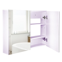 HOMCOM Armoire murale salle de bain avec miroir, 80 x 15 x 60 cm, meuble salle de bain, armoire de toilette avec double portes et étagères réglables, blanc