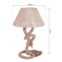 HOMCOM Table Lamp Bedside Light Indispensable Nautical Twisted Rope Glow E27 Bedroom Living Room Beige(m-3)