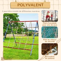 Outsunny Filet d'escalade pour enfants 3-6 ans filet de protection pour aire de jeux Ninja terrain d'obstacle dim. 1,5 x 2 m(m-4)