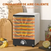 HOMCOM Deshidratador de Alimentos 350W con 7 Bandejas Temperatura Ajustable 40-70 ℃ para Frutas Golosinas para Mascotas Blanco(m-4)