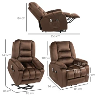 HOMCOM Leathaire Eight Massage Point Armchair, with Heat and Reclining Back - Brown(m-3)
