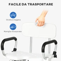 HOMCOM Sedia per doccia per Anziani, Disabili e Donne Incinte Imbottita con forma a U, 54x52x70-82cm, Bianco(m-8)