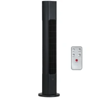 HOMCOM Ventilador de Torre con Mando a Distancia Oscilación de 75° Temporizador 3 Velocidades 3 Modos Ø18x78,5 cm Negro(m-1)
