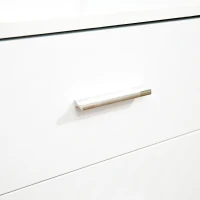 HOMCOM Support d'imprimante organiseur bureau caisson 3 tiroirs + 2 niches + grand plateau panneaux particules blanc(m-9)