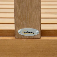 Outsunny Banco de Jardín de 3 Plazas Banco Exterior de Madera con Respaldo de Listones para Terraza Patio 144x60x77 cm Natural(m-9)