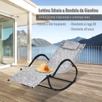Outsunny Lettino Sedia Sdraio a Dondolo Zero-gravity da Giardino, Impermeabile, Sedia a Dondolo Esterno con Poggiatesta, Grigio 160x61x79 cm(m-7)