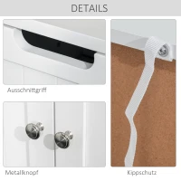 kleankin Badzimmerschrank, Badeschrank, Badkommode mit 2 Schubladen, 1 Türschrank, Ablage verstellbar, MDF, 60 x 30 x 108,8 cm, Weiß(m-5)