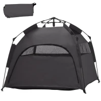 PawHut Haustierzelt, Hundezelt, klappbar, wetterbeständig, Hundehütte, für große Hunde, Schwarz(m-10)