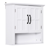 HOMCOM Armoire Haute Murale de Salle de Bain ou WC Placard 2 Portes 2 étagères Niche dim. 60L x 20l x 58H cm MDF Panneaux Particules Blanc