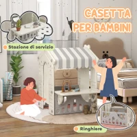 AIYAPLAY Casetta per Bambini 1-6 Anni da Interno con Porte, Finestre e Bancone da Negozio, Crema(m-4)