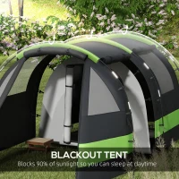 Outsunny Four Man, Two Room Blackout Tent, with Accessories - Black(m-5)