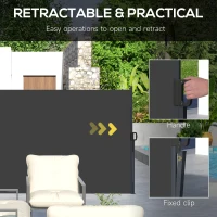 Outsunny Retractable Side Awning, Outdoor Privacy Screen for Garden, Hot Tub, Balcony, Terrace, Pool, 400 x 180cm, Black(m-5)