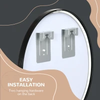 kleankin Round Bathroom Mirror, Modern Wall-mounted Makeup Mirror with Aluminium Frame for Washroom Living Room, Black, 40x40 cm(m-8)